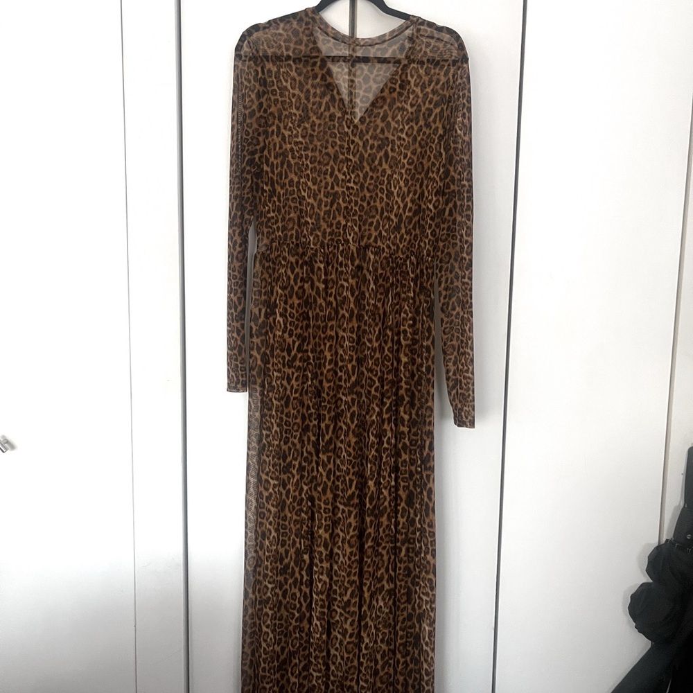 Dressed in LALA Brown and Black Pleated High-Low Gown - Picture 3 of 4